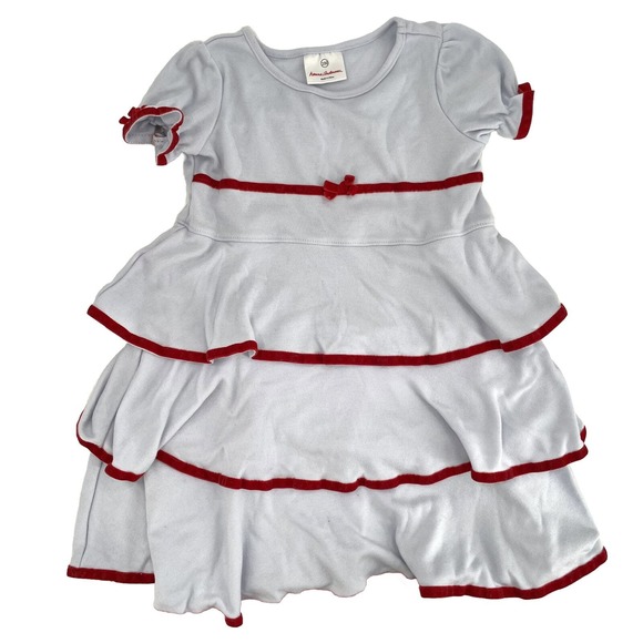 Hanna Andersson Valentine Spring Dress Blue with Red Velvet Size UK 100 - US 4 - Picture 2 of 6